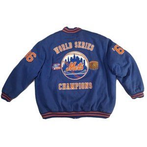 New York Mets Mens 4XL 2 Time World Series Champions Jacket RN54162 1969 1986